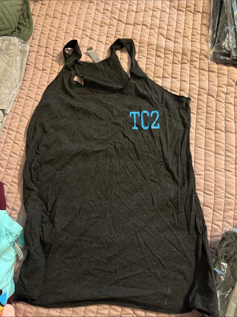 Next Level Apparel Black Tank Top with Blue TC2 Logo